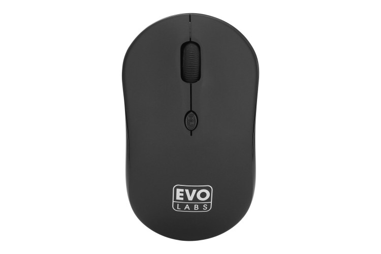 Evo Labs BTM-001 Bluetooth Mouse, 800 DPI Optical Tracking, Full Size, 3 Button with Scroll Wheel, Ambidextrous Design, Matte Black
