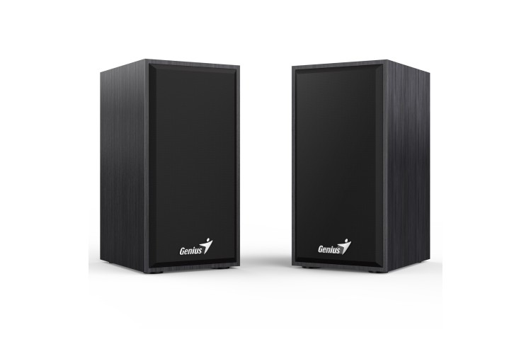 Genius SP-HF180 2.0 Desktop Speakers, Stereo Sound, USB Powered Plug and Play, 6w, 3.5mm with Volume Control, Black Wood