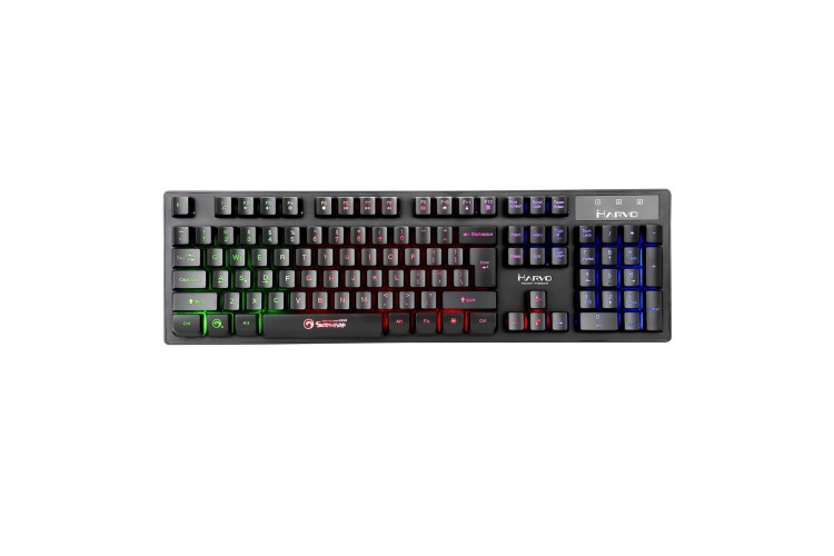 Marvo Scorpion K616A Gaming Keyboard, 3 Colour LED Backlit, USB 2.0, Frameless and Compact Design with Multi-Media and Anti-ghosting Keys, UK Layout