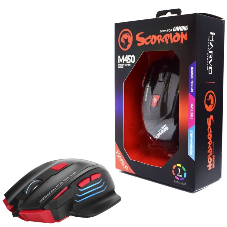 Marvo Scorpion M450 LED USB Wired Optical Programmable Gaming Mouse