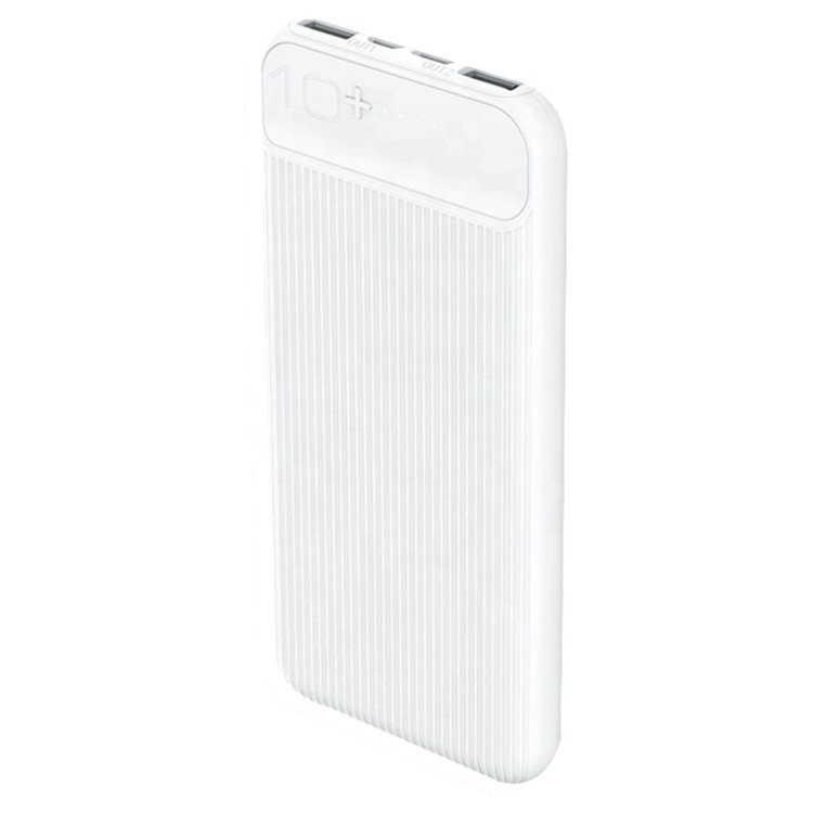 Prevo SP3012 Power bank,10000mAh Portable Fast Charging for Smart Phones, Tablets and Other Devices, Slim Design, Dual-Port with USB Type-C and Micro USB Connection, White