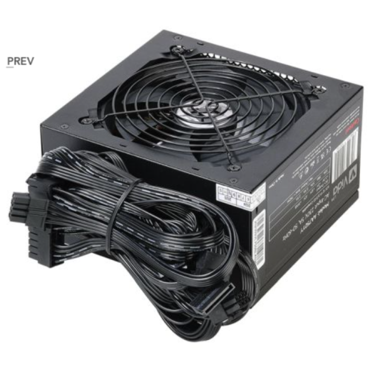 Vida Lite 750W ATX PSU, Fluid Dynamic Ultra-Quiet Fan, PCIe, Flat Black Cables, Power Lead Not Included, Black